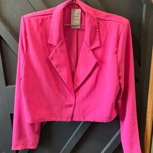 Fornia Cropped Pink Light Blazer - Size: L